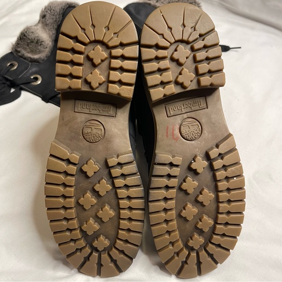 Timberland Mirney black leather faux fur thong and trim high boots - Picture 4 of 14